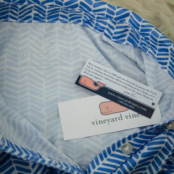 Vineyard Vines Size Small S Blue Print Ruffle Sleeveless Performance Polo Top - Picture 4 of 9